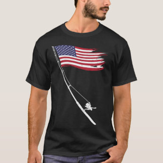 Fishing American Flag Fishing Rod T-Shirt