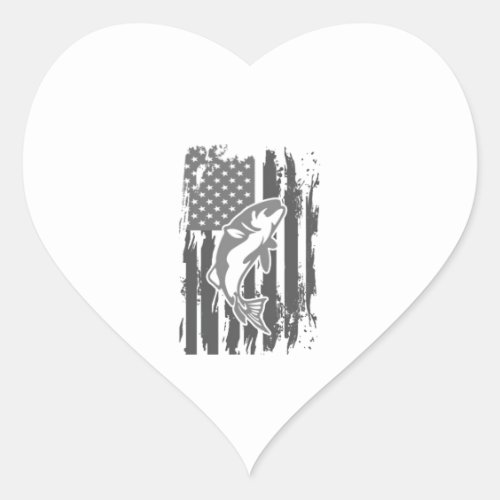 Fishing American Flag Heart Sticker