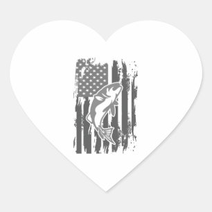 Fishing American Flag Heart Sticker