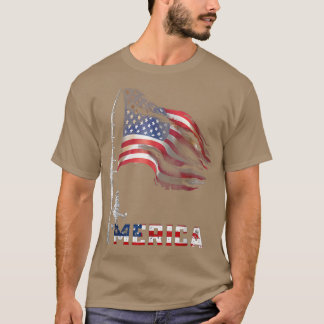 Fishing American Flag Merica Fisherman Patriotic 4 T-Shirt