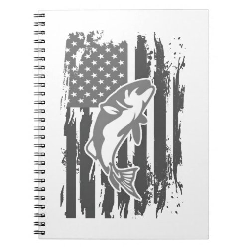 Fishing American Flag Notebook
