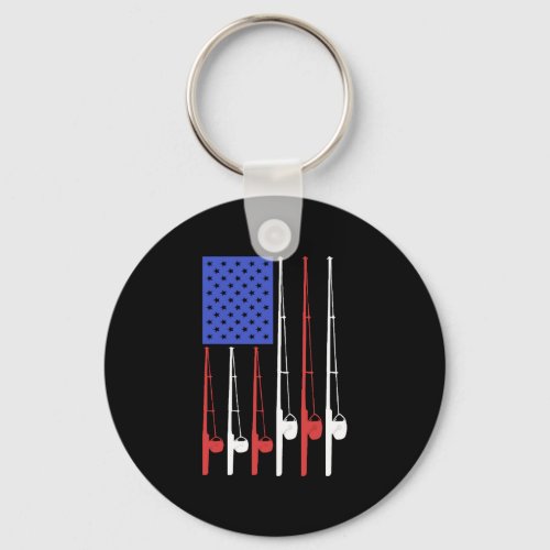 Fishing American Flag Patriotic shirt Keychain