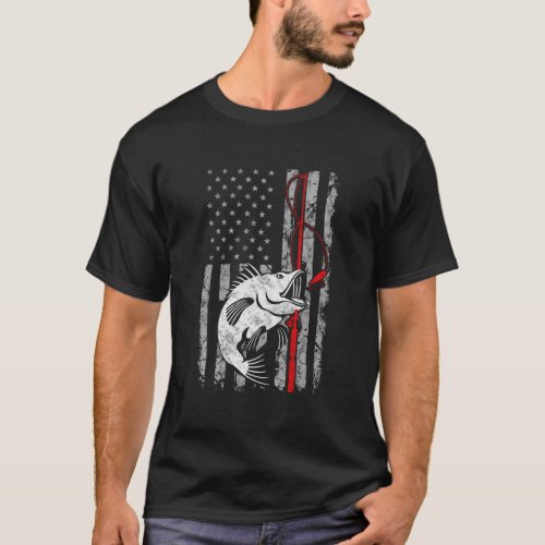 Fishing American Flag Usa Bass Fisher T_Shirt