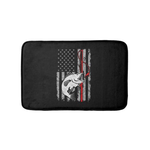 Fishing American Flag Usa Bass Fisherman Bath Mat