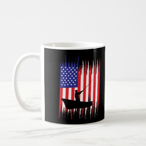 Fishing American Flag Usa Fishersman Boat Coffee Mug