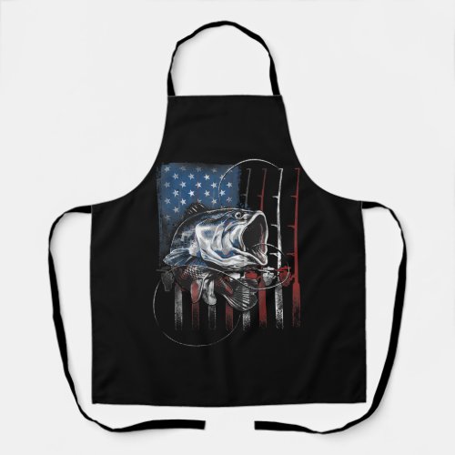 Fishing American Flag Vintage USA Bass Fisherman Apron