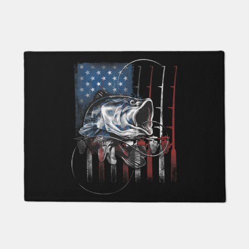 Fishing American Flag Vintage USA Bass Fisherman Doormat