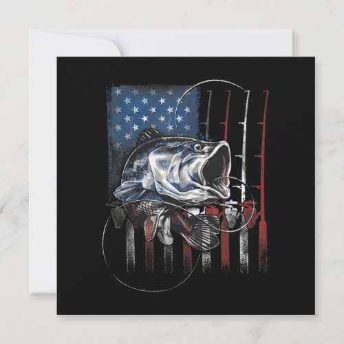 Fishing American Flag Vintage USA Bass Fisherman Invitation