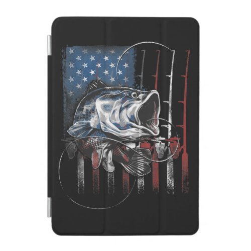 Fishing American Flag Vintage USA Bass Fisherman iPad Mini Cover