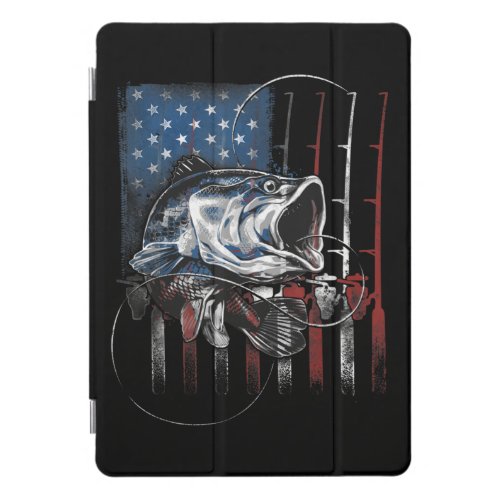 Fishing American Flag Vintage USA Bass Fisherman iPad Pro Cover