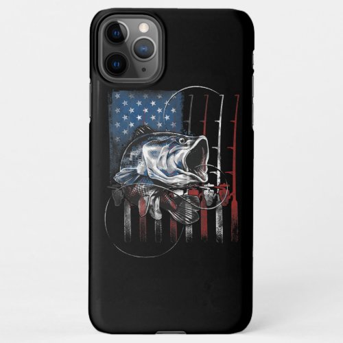 Fishing American Flag Vintage USA Bass Fisherman iPhone 11Pro Max Case