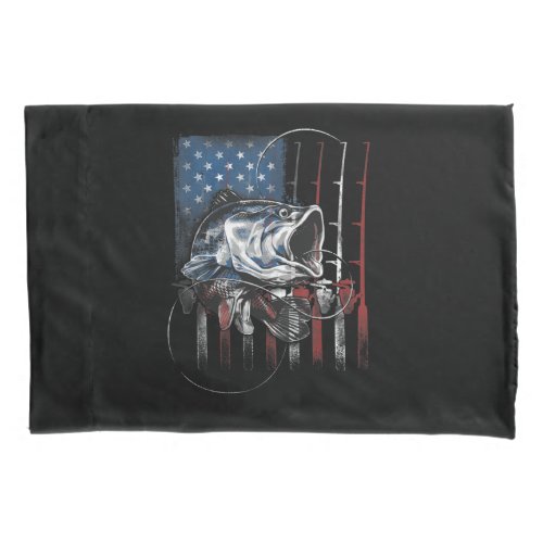 Fishing American Flag Vintage USA Bass Fisherman Pillow Case