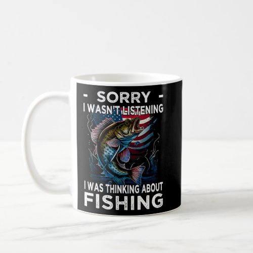 Fishing and an American Flag  Largemouth Bass  Coffee Mug