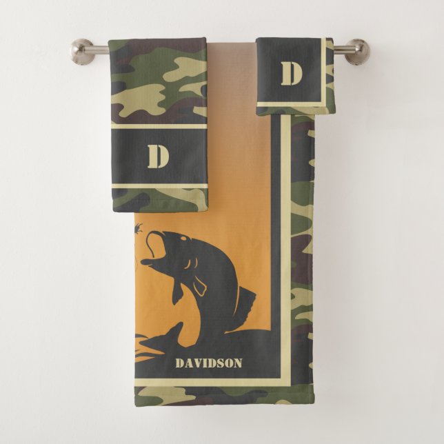 Fishing and Camo Bath Towel Set (Insitu)