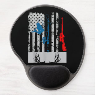 Fishing And Deer Hunting American Flag Gel Mouse Pad