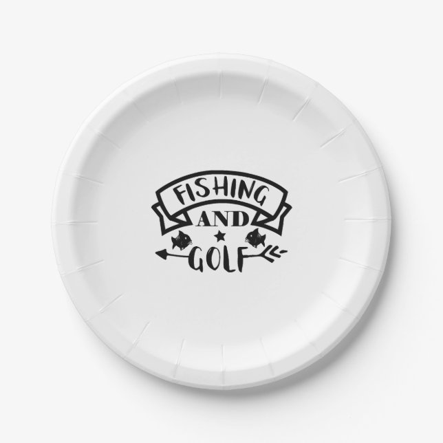 Fishing And Golf Fishing Paper Plates (Front)