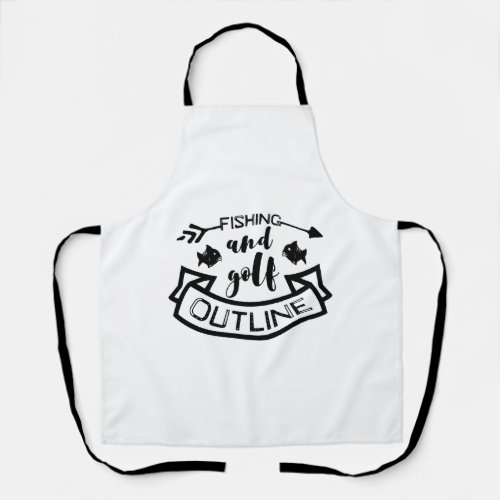 Fishing And Golf Outline Fishing Apron