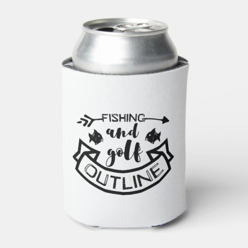 Fishing And Golf Outline Fishing Can Cooler