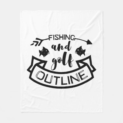 Fishing And Golf Outline Fishing Fleece Blanket