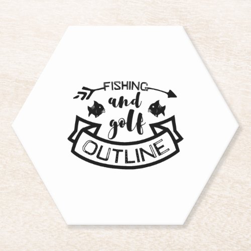 Fishing And Golf Outline Fishing Paper Coaster