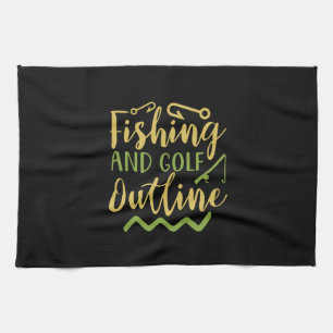 Fishing And Golf Outline Kitchen Towel