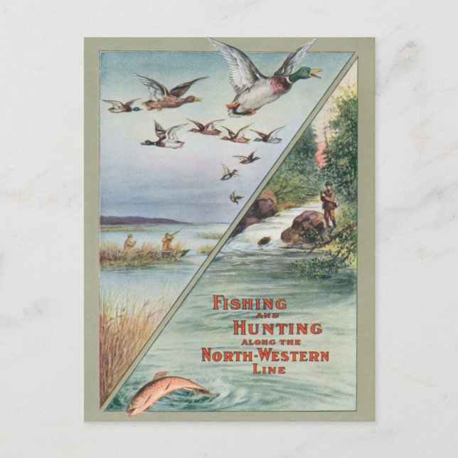 Fishing and Hunting along the North-Western Line Postcard (Front)