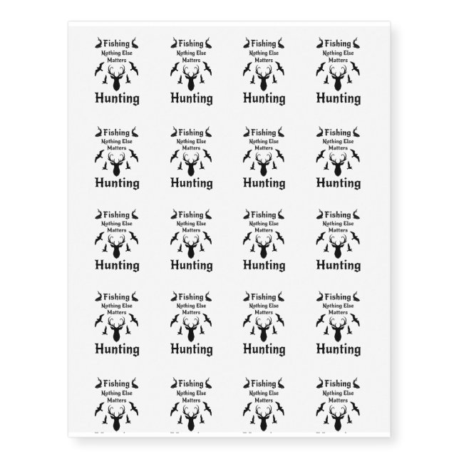 Fishing And Hunting For Men Women Temporary Tattoos (Front)