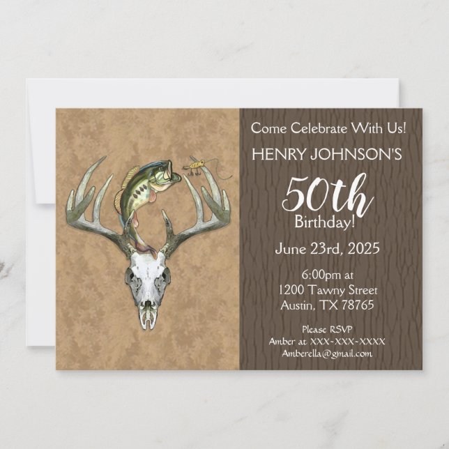 Fishing and Hunting Themed 50th Birthday Invitatio Invitation (Front)
