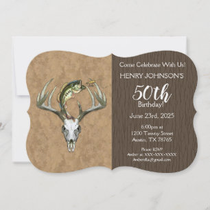Fishing and Hunting Themed 50th Birthday Invitation