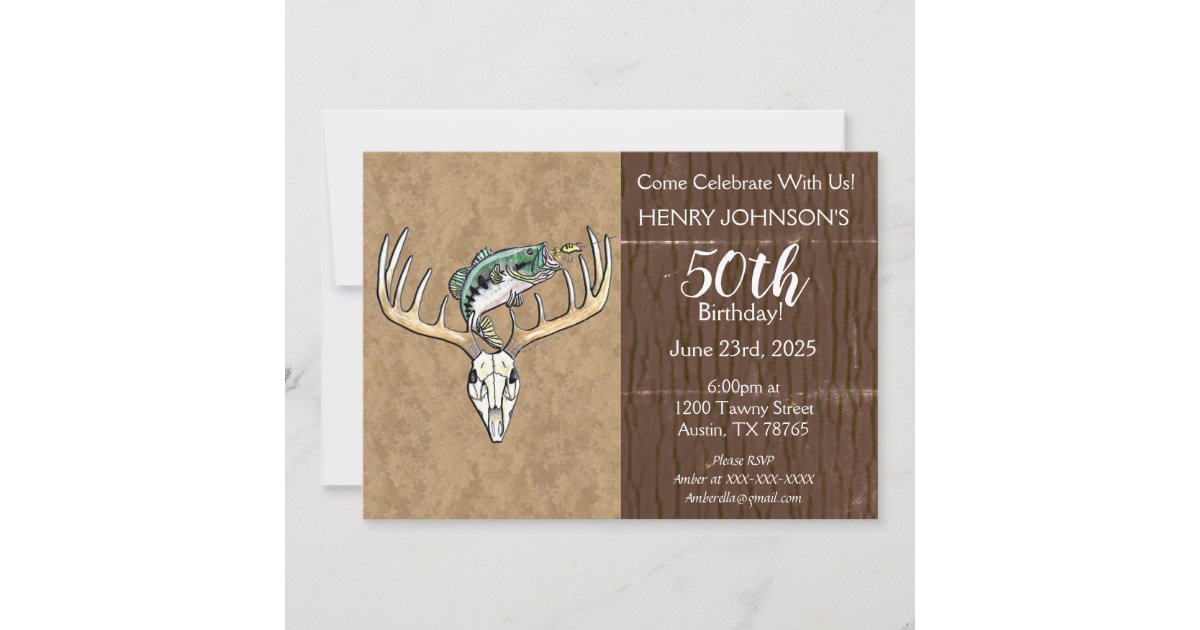 Hunting and Fishing Birthday Invitation, Hunting Birthday