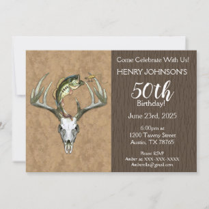 Fishing and Hunting Themed 50th Birthday Invitation