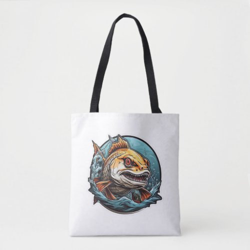 fishing and strike a fish tote bag