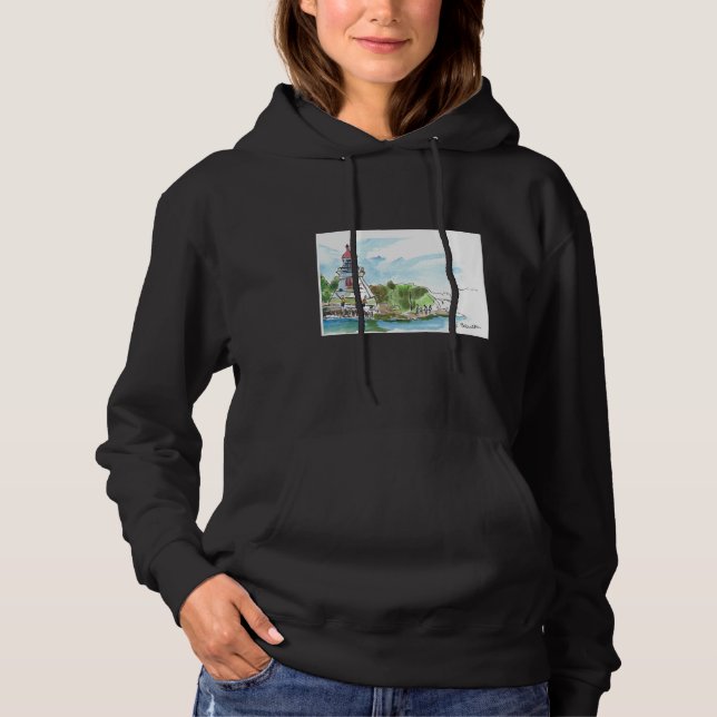 Fishing and Talking Around the Lighthouse Hand Dra Hoodie (Front)