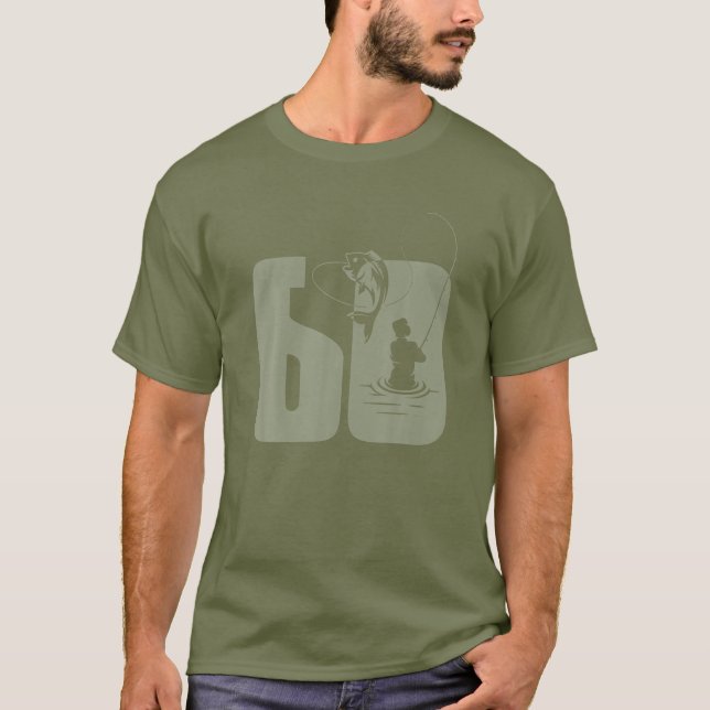 Fishing Angler 60 Birthday Green T-Shirt (Front)