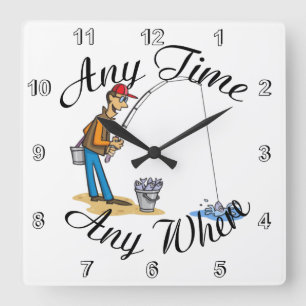 Fishing any time Wall clock