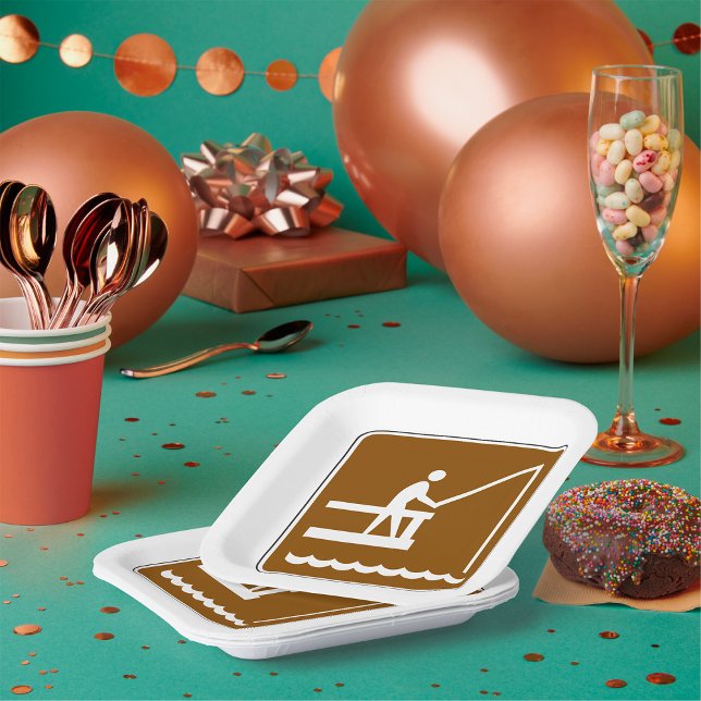 Fishing Area Sign Paper Plates (Creator Uploaded)