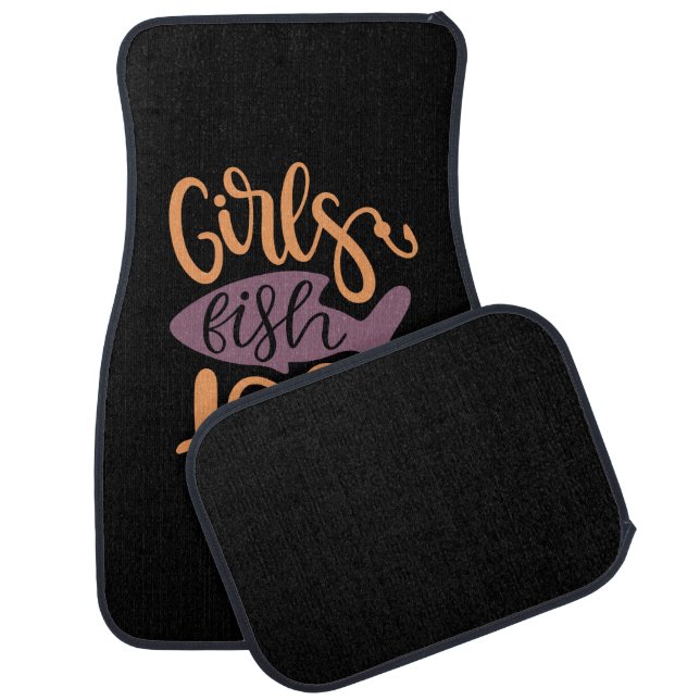 Fishing Art Girls Fish Too Car Floor Mat (Set)