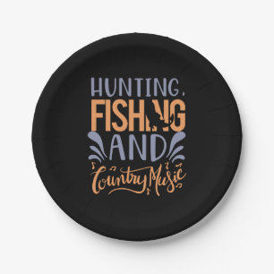 Fishing Art Hunting Fishing And Country Music Paper Plates