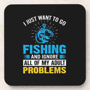 Fishing Art I Just Want To Go Fishing Beverage Coaster