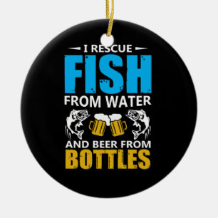 Fishing Art I Rescue Fish From Water Ceramic Ornament