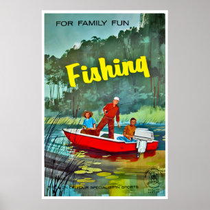 Fishing Art Vintage Sports Print Man Cave Post