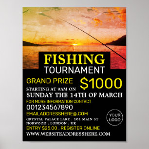 Fishing at Sunrise, Fishing Tournament Event Poster