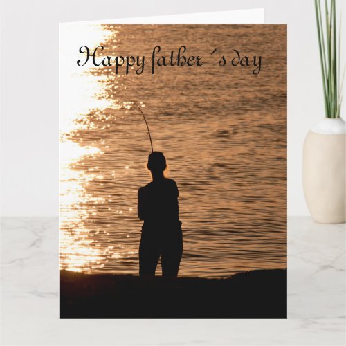 Fishing at sunset fathers day card