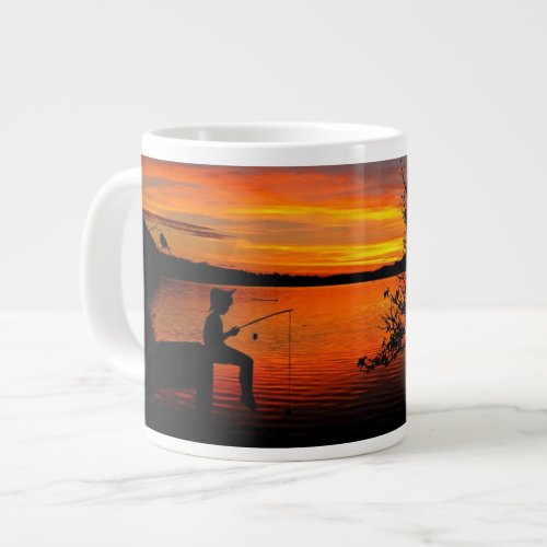 Fishing At Sunset Giant Coffee Mug