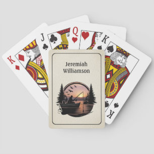 Fishing at Sunset outdoor scene Personalize Poker Cards
