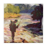 Fishing at the bend in the river tile<br><div class="desc">Fishing at the bend in the river,  Fishing by the river,  vintage image of fishing in the early 1900s. Ideal gift for fishing enthusiasts.</div>