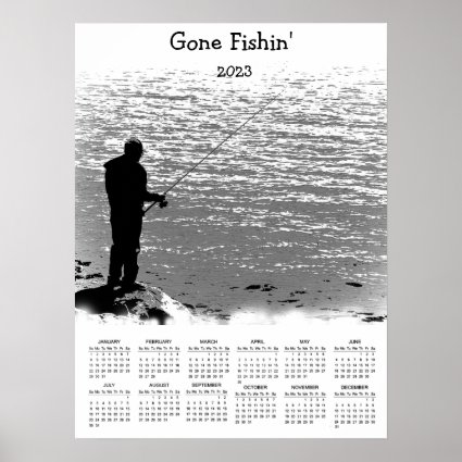 Fishing at the Lake 2023 Sports Calendar Poster