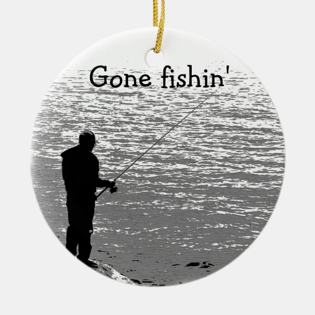 Fishing at the Lake Ceramic Ornament (Front)