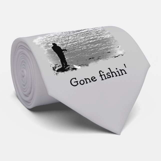 Fishing at the Lake Neck Tie (Rolled)