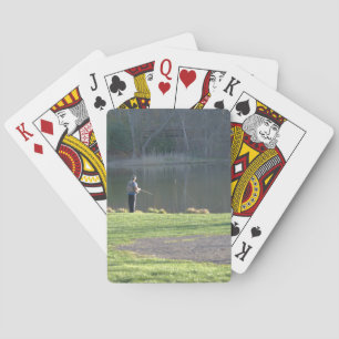 Fishing at the Pond Trees Poker Cards